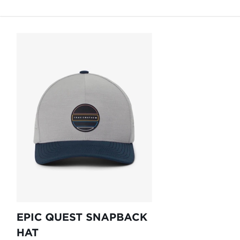 Travis Mathew Gray and Navy Snapback Hat
